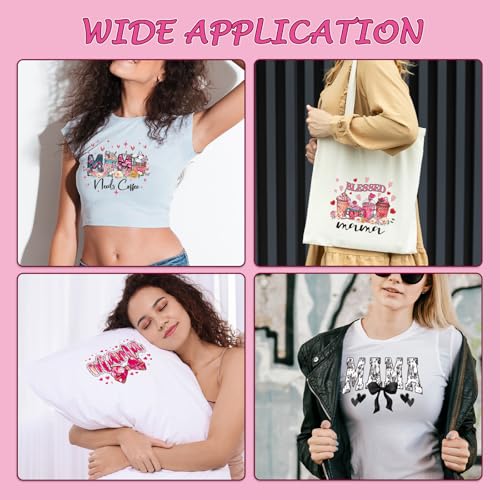Dtf Transfers Ready to Press - 30Pcs Mother's Day Iron on Transfers for Tshirts, Mama Bow Iron on Decals Patches, Pink Coquettee Heat Transfer Stickers for Clothes Pillows Bag DIY Crafts - color: Mother's Day497
