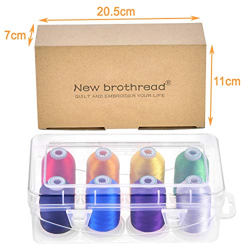 New brothread 8 Spools Embroidery Machine Thread with Box -Over Rainbow - color: Over Rainbow