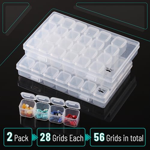 Mr. Pen- Bead Storage Containers, 28 Grids, 2 Pack, Clear White - color: Clear White, size: 2 Pack-56 Pcs(6.8"x4.4"x1")