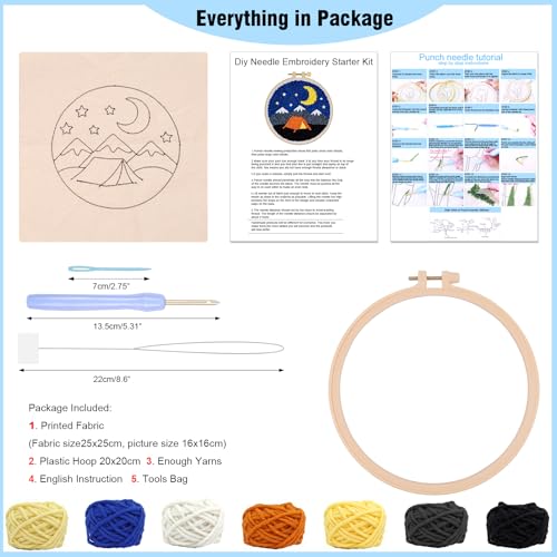LACHLAND Punch Needle Kit Beginners, Landscape Stitching Kit for Adults&Teens DIY Embroidery Starter Craft with Yarn Needle Tool Easy Hobby Home Decor Gifts for Craft Lover (Camping) - color: Camping