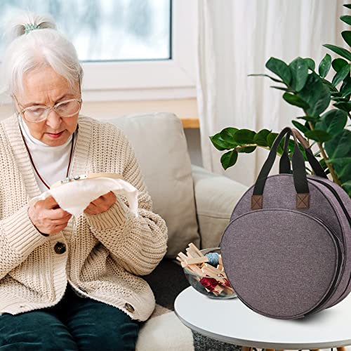 Multifunctional Embroidery Supplies Storage Tote Bag, Large-Capacity Embroidery Project Storage Bag - color: Purple Circle