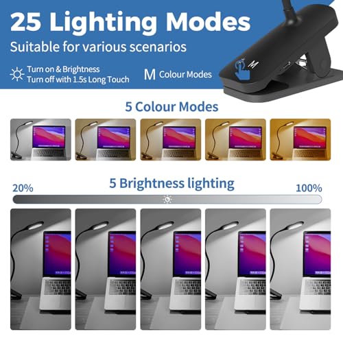 CUHIOY 2Pack Rechargeable Clip on Reading Light for Bed Headboard, Black - color: Black+Black