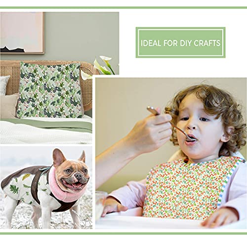 Aubliss 8pcs Fat Quarter Fabric Bundles 20'' x 20'' Cotton Craft Fabric - color: Green Floral