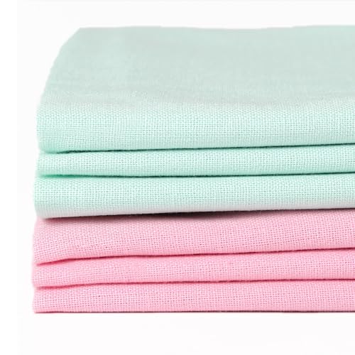 6 Pcs 18 x 21 Inches Cotton Fabric Precut Quilting Fabric Bundles Solid Colors Quilt Material for DIY Craft Sewing Embroidery (Pink and Light Green) - color: Pink and Light Green