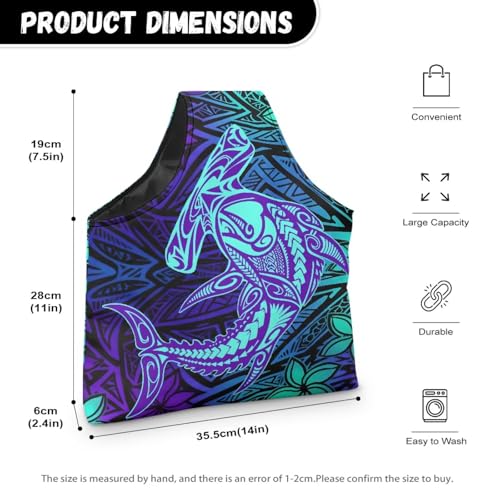 Polynesian Tribal Puletasi Yarn Tote Knitting Crochet Project Bag - color: Polynesian Tribal Puletasi Print, size: L-18.5x14x2.4in