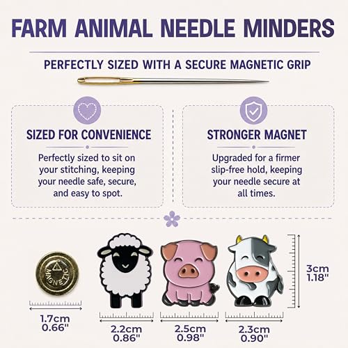 The Quilted Bear Magnetic Needle Minders, Small, Set of 3 Farm Animals - color: Farm Animals Multipack
