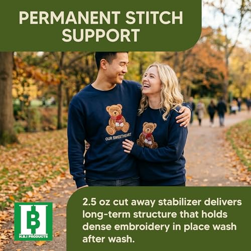 HBI Black Cut Away Embroidery Stabilizer Roll, 2.5 oz, 12 in x 25 yd - size: 12" x 25 Yd