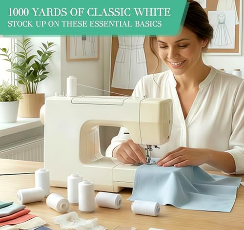 12 Pcs White Sewing Thread, 1000 Yard Each Spool - color: White(12PCS)