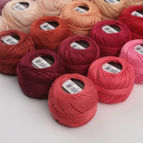 40 Colors Size 8 Double Mercerized Egyptian Long Staple Cotton Pearl Thread 5 Grams Ball Rainbow Color Embroidery Thread for Crochet Hardanger Cross Stitch Hand Embroidery (40B) - color: 40B