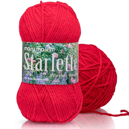 Mary Maxim Starlette Yarn, Soft Acrylic Yarn, 3.5 OZ, 180 Yards, Cardinal - color: Cardinal