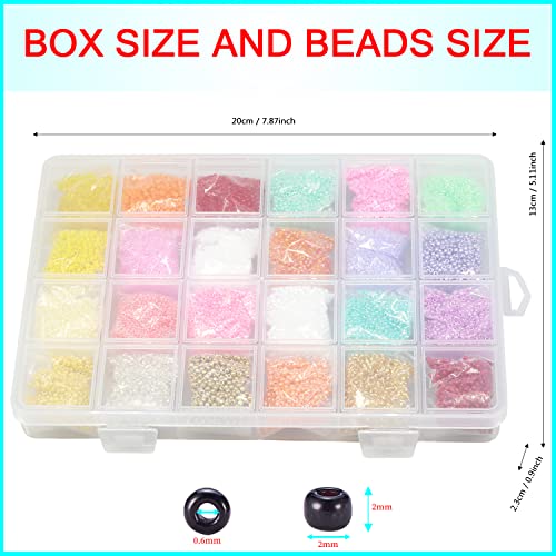 Glass Seed Beads Assorted Kit - Size 12/0 (2mm Tiny), 48 Multicolor Options (48,000pcs Total) with Organizer Box for Adult DIY Jewelry Making - color: 48 Colors Mix