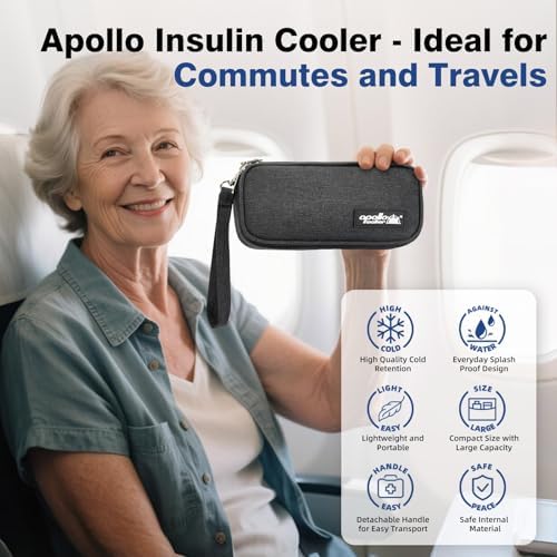 apollo walker Insulin Cooler Travel Case with Ice Packs and Insulation - color: Black, size: Small