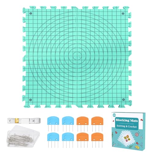 Yarniss Blocking Mat for Knitting & Crochet, Grid Mat w/T-Pin 12.6" x 12.6" - color: Blue