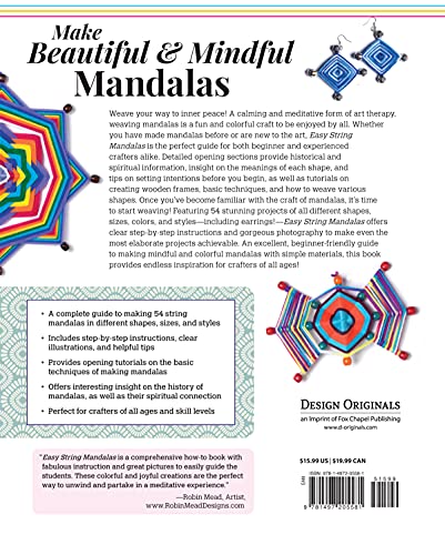 Easy String Mandalas: 54 Colorful Creations for God's Eyes, Dream Catchers, and More (Design Originals) Beginner-Friendly Guide to Weaving Gifts, Crafts, and Home Decor with Affordable Thread or Floss