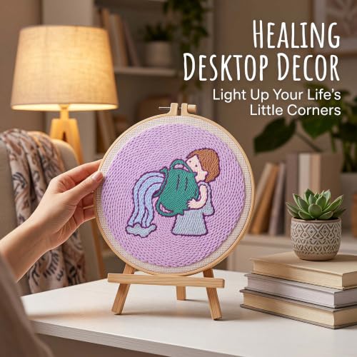 Harimau Punch Needle Kit Twelve Zodiac Signs Pattern,1Pc Embroidery Hoop, Essential Punch Needle Supplies,Ideal Punch Art for Beginners,DIY Adults Embroidery, Video Teaching - color: 65273