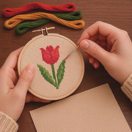 Essentials By Leisure Arts Aida Cloth, 14 Count, Beige, 3pc, Bulk, Cross Stitch Fabric, Embroidery Fabric, Cross Stitch Supplies for Crafting, Stitching, and Sewing Projects 30x36 - color: Beige
