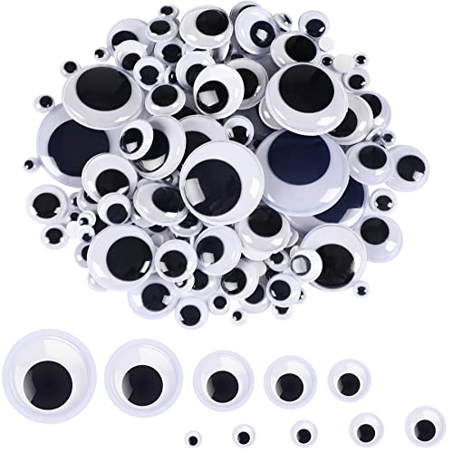 FEBSNOW 200Pcs 6mm-35mm Googly Wiggle Eyes Assorted Adhesive for Crafts - size: 6mm-35mm