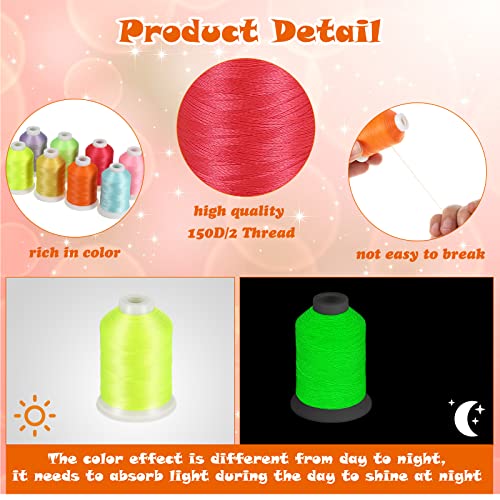 Nuanchu 12 Colors Glow in The Dark Embroidery Thread, 550 Yard
