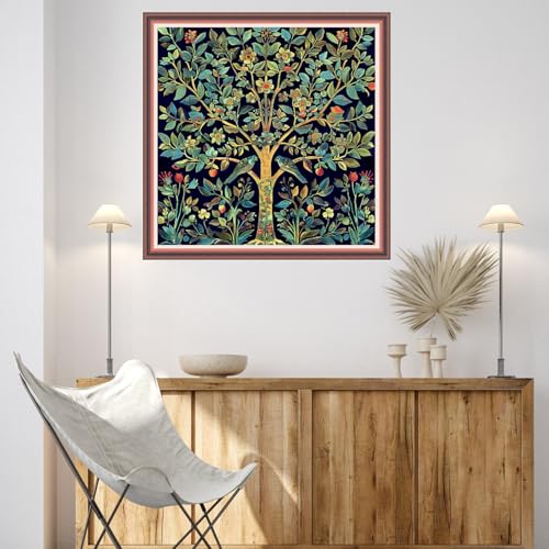 Dooxvey Cross Stitch Kits for Adults Beginners,Full Range of Cross-Stitch Stamped Kits Needlepoint Kits for Beginners Embroidery Kits 11CT Cross Stitch Patterns-Tree of Life Bird 18x18 inch - color: DIYartkit07