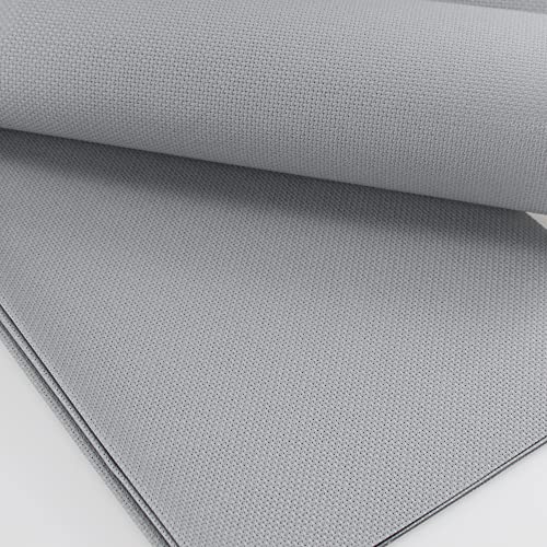 KCS 4 pc of 12" x 18" 14CT Counted Cotton Aida Cloth Cross Stitch Fabric (Light Grey) - color: Light Grey