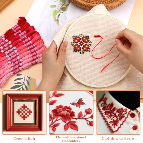 12 Skeins Embroidery Floss, Red Series 105 Yards Embroidery Thread - color: Red Series