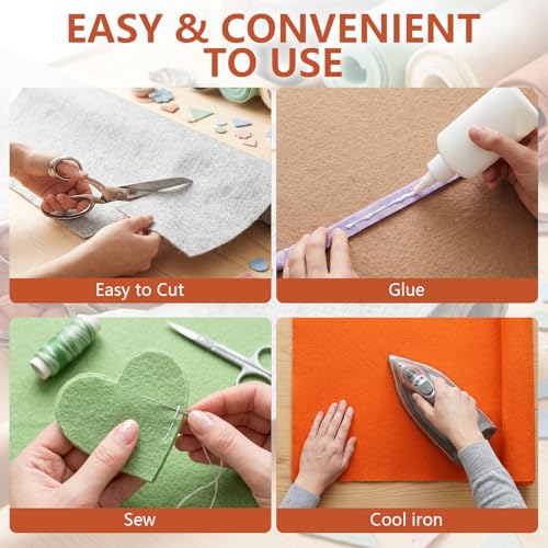 Orange Stiff Felt Sheet 36'' X 36'', 1mm Large Felt Fabric Sheet for Crafts - color: Orange