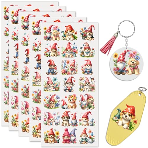 UV DTF Stickers 105 Pcs Puppy Gnomes UV DTF Cup Wrap for Glass - style: Spring Puppy Gnomes