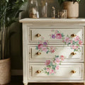 Floral Rub on Transfer for Furniture Wood Glass DIY - color: Sping Pink Peony