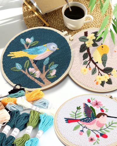 TINDTOP Punch Needle Kits, Bird Punch Embroidery Kits for Adults - color: Bird