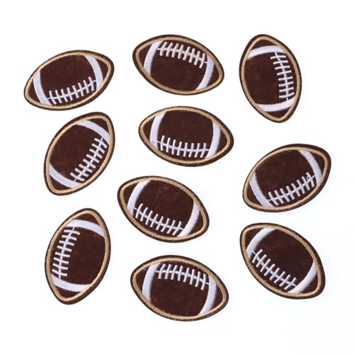 10pcs Sports Embroidered Patch, Iron On/Sew On Appliques Rugby Patch for Clothes Jacket Hat Socks Jeans DIY Accessories Repair DIY Patches - color: 10PCS Rugbyu Set