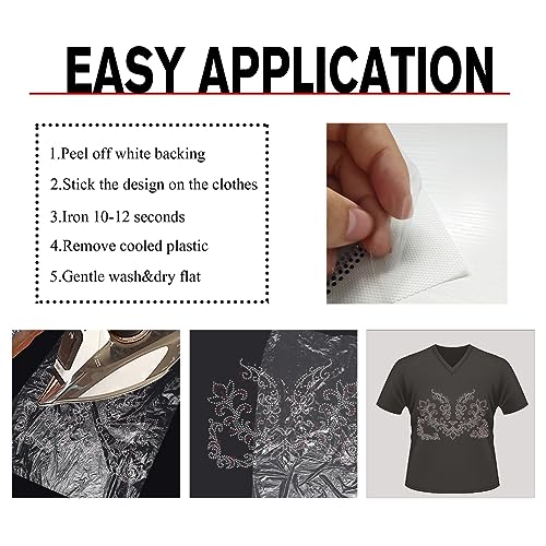NBEADS Flower Pattern Rhinestone Iron on Hotfix, Heat Transfer Decal Bling Rhinestone Sticker Heat Transfer Patch Clothing Repair Applique for T-Shirt Clothing Pants Bags, 11.7x8.3 - color: Flower