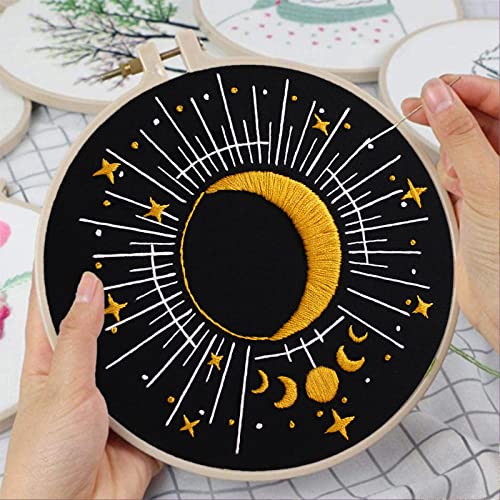 Louise Maelys 3 Set Tarot Embroidery Kit for Beginners Sun Moon Art - color: kit-3