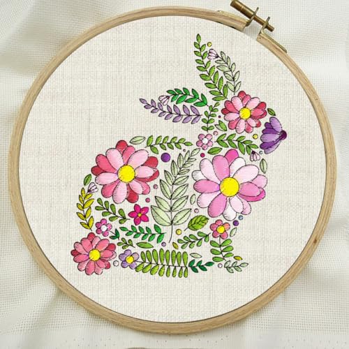 BENECREAT 4 Sheets 41pcs Flower Animals Water Soluble Hand Sewing Stabilizers, Flower Leaves Pattern Tear Away Embroidery Stabilizers for Embroidery, Carves, Shirts, Coats, Bags, Towels