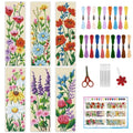 INFUNLY 6 PCS Wildflower Cross Stitch Bookmarks Kits Floral Counted Cross Stitch Bookmark Set with Embroidery Thread Needles, DIY Embroidery Bookmark Crafts Supplies for Adults Reading Book Lover Gift - style: Wildflower