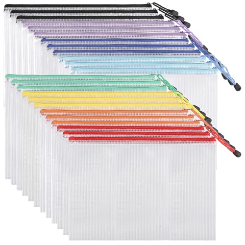 EOOUT 24pcs Mesh Zipper Pouch Bags, for Organizing Storage, Waterproof Zipper Pouches, Letter Size, File Bags for Toys, Puzzle, Board Games - style: a-24pcs