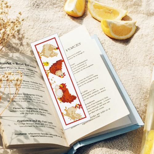 ORIGACH 6 Set Chicks & Words Cross Stitch Bookmark Kit for Beginner - style: Chicks