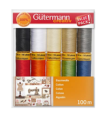 Gütermann creativ Sewing Thread Set with 10 spools Natural Cotton 100 m in