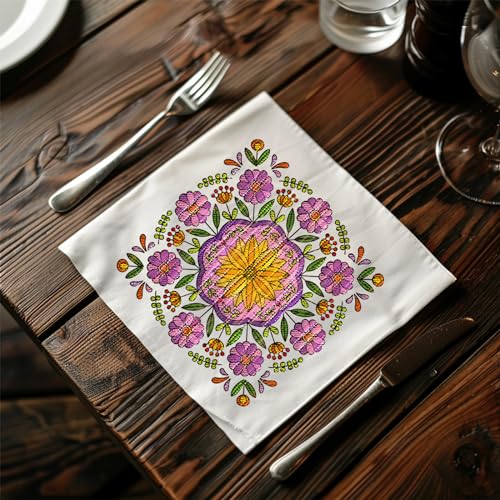 Peacoblue Mandala Flower Stick and Stitch Embroidery Patterns - color: Mandala Flower