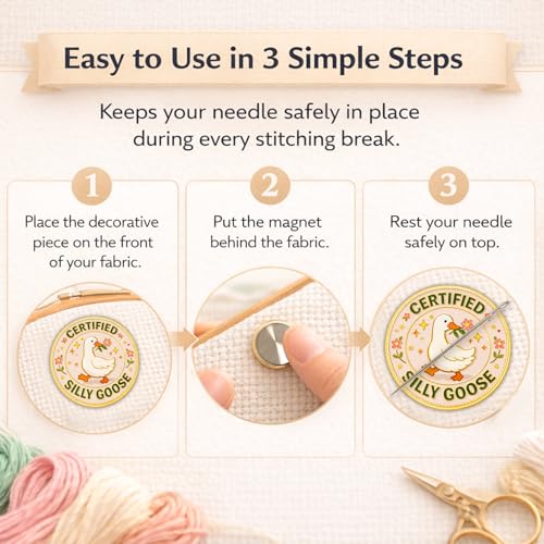 Magnetic Needle Minder, Needle Minder for Cross Stitch Embroidery Sewing, Cute Funny Needleminder Needle Holder, Strong Magnet Needle Nanny, Gift for Women Stitch Lovers, (Goose) - color: goose