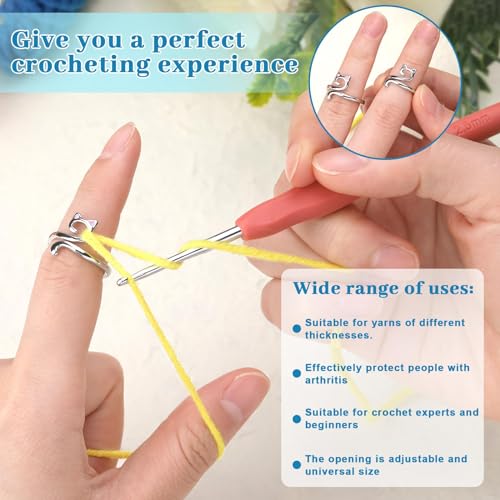 5 Pcs Crochet Ring, Adjustable Crochet Tension Rings, Yarn Ring for Finger - color: 5 Colors - 5 Pcs