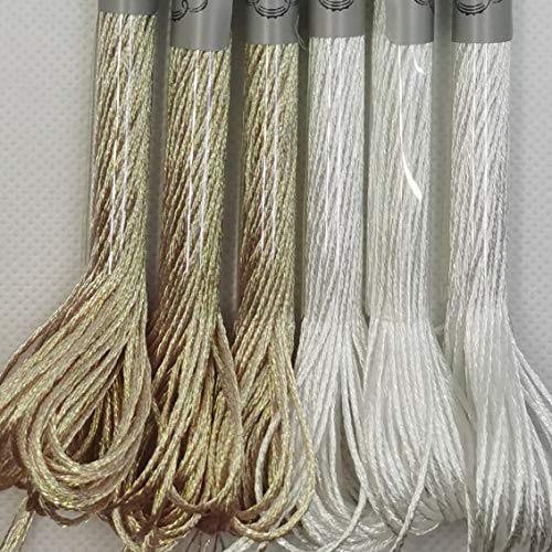 KCS 6-Strand Cross Stitch Metallic Variegated Pearl Shiny Embroidery Floss (6 skeins, P5200+PECRU) - color: P5200+PECRU