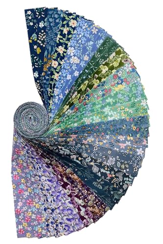 100% Cotton Quilting Fabric Jelly Roll Fabric-Cool Colours Floral - color: Cool Colours Floral
