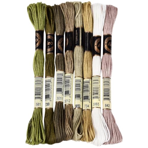 70 Yards 8 Skeins Gradient 6 Strands Matcha Green Polyester Embroidery Thread Cross Stitch Floss Variegated Friendship Bracelet String Assorted Bulk for Hand Sewing Making Knitting Supply - color: Matcha Green, size: 70 Yards