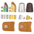 10PCS Sewing Thimble Set, Adjustable Metal & Leather Finger Protectors - color: 10PCS