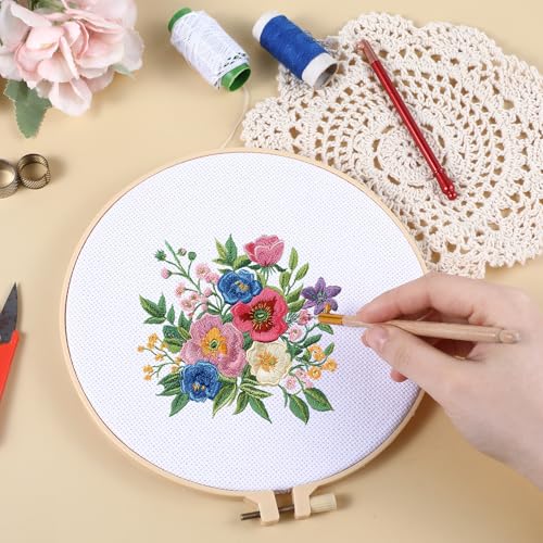 2 PCS Tambour Embroidery Kit, Tambour Hook with 6 Needles, Stainless Steel Bead Embroidery Kit for Sequin Beading DIY Sewing