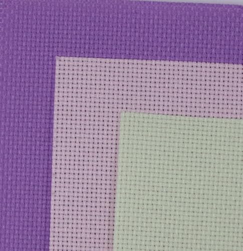 KCS 3 pc of 15" x 18"(38cmx45cm) 16 Count Cross Stitch Cotton Aida Cloth Needlework Rolled Fabric Box,16CT,Lavender+Pink+Light Green - color: Lavender+pink+light Green, size: 16CT