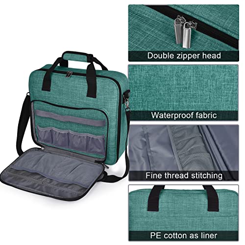 BAGLHER Cross Stitch & Embroidery Organizer Bag - Large Portable Project Storage with 3 Compartments, Travel Friendly Carrying Case for 11.2" Hoops, Threads, Supplies (Green) - color: green
