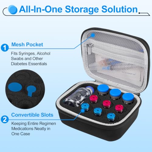 Peptide Case for Fridge, Adjustable Slot Diabetic Insulin Peptide Vial Case