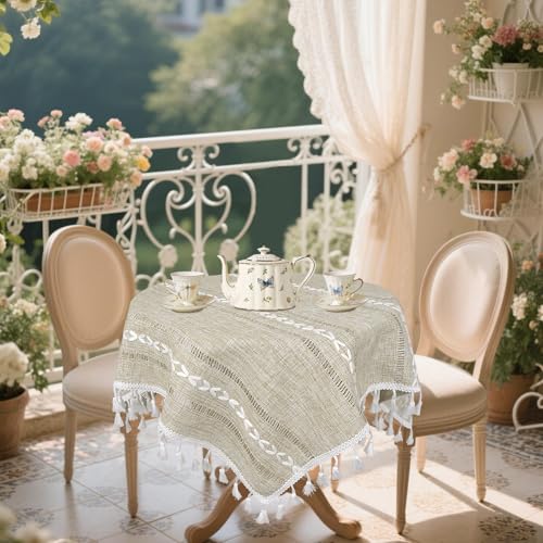 Fall Square Tablecloth 24 x 24 inch, Rustic Farmhouse Nightstand Cover Top - color: Brown, size: 24" x 24" (Square)