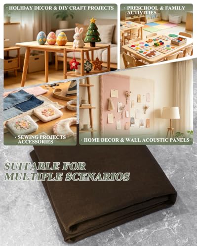 Chocolate Brown Felt Fabric 36" X 36" 1.6mm Thick Soft Square Felt Sheet - color: Chocolate Brown